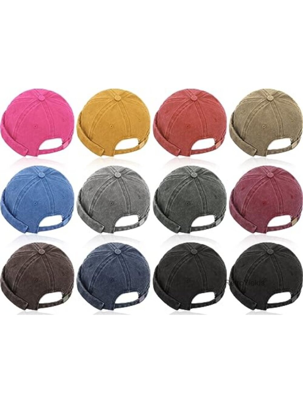 12 Pack Brimless Skullcap Hats for Men Women - Washed Cotton Retro Docker Caps